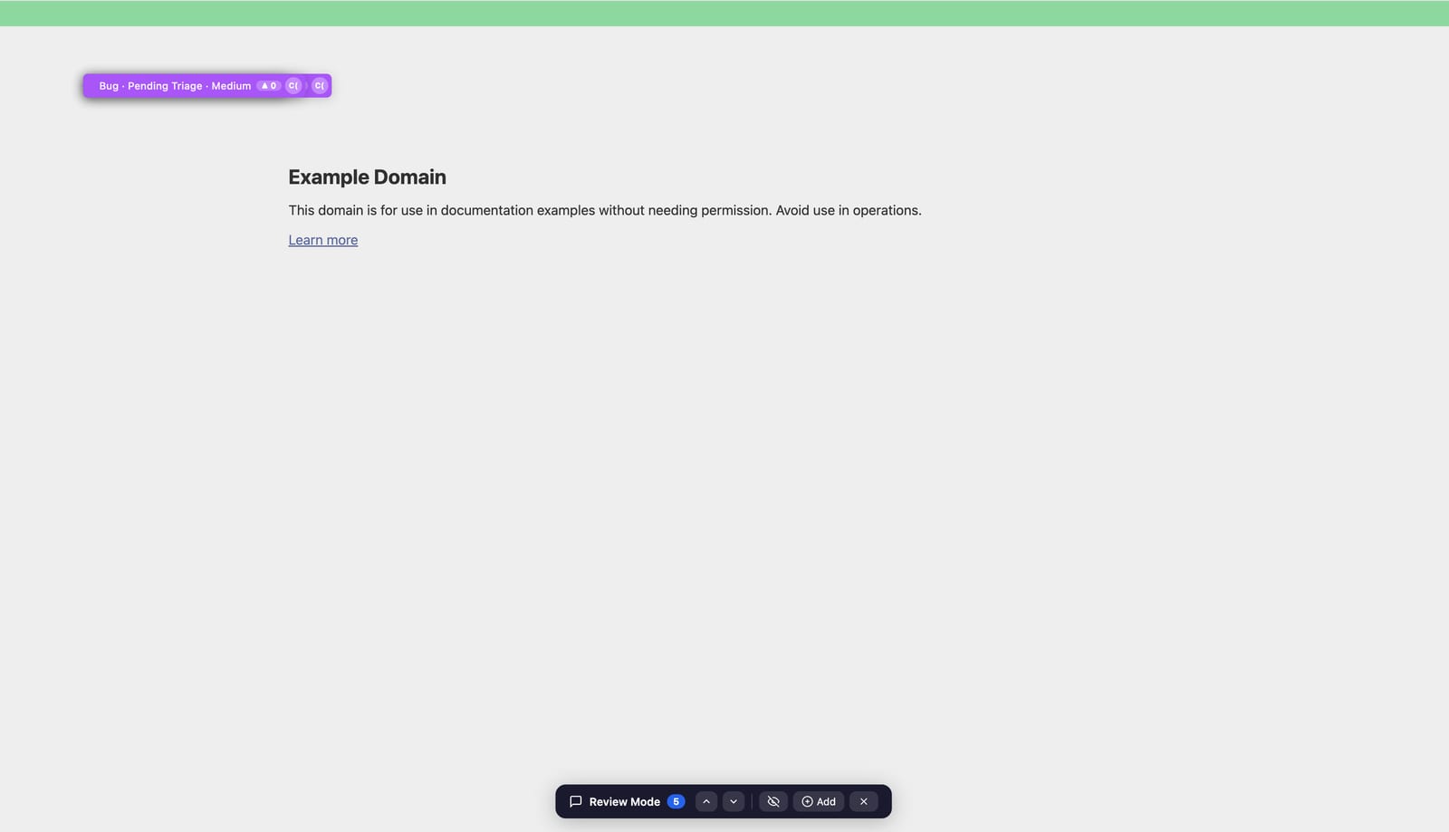 EnvHub's colored LOCAL indicator bar and an issue pin shown on a live page